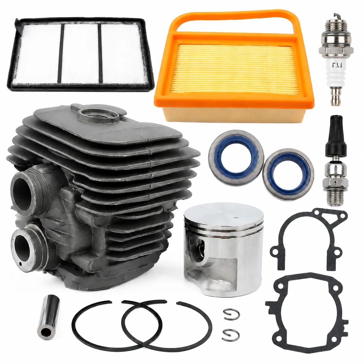 50mm Piston Cylinder Kit For Stihl TS410 TS420, Spark Plug Air Filter Gaskets, Tune Up Kit Chainsaw Parts Replaces - 42380201202