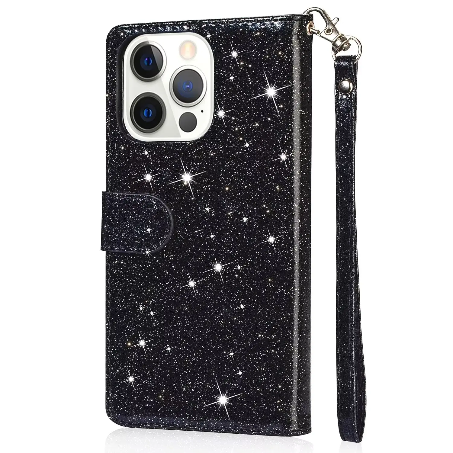 100pcs Zipper Glitter Luxury Crystal Sparkle Shiny Bling Wallet Leather Case For Iphone 14 13 12 Mini 11 Pro Xs Max Xr 8 Plus