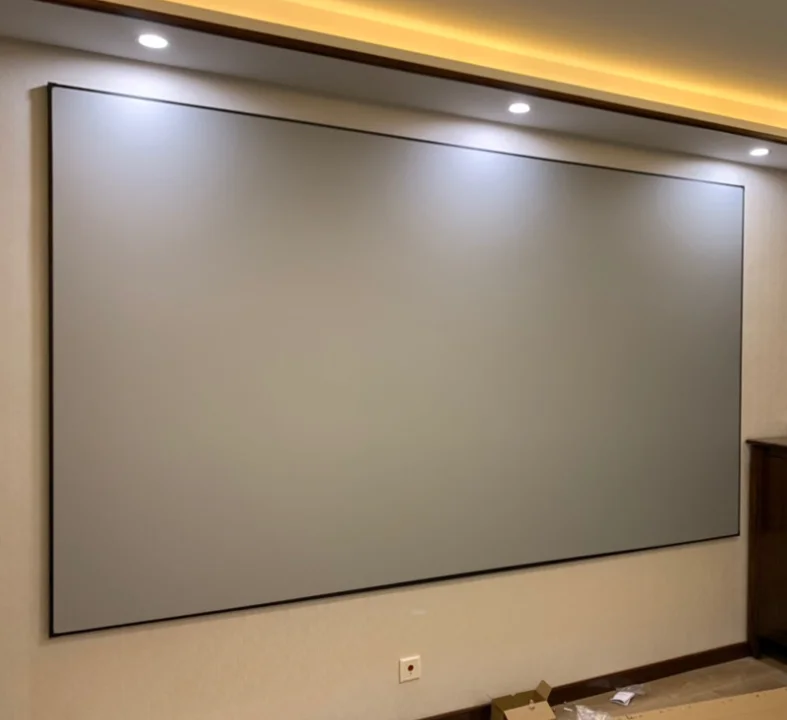 80-150 Inch Fixed Frame Wall Mounted Projector Screen 10mm Narrow Frame 4K HD Black Crystal Projection 16:9 4:3 16:10 for Home T