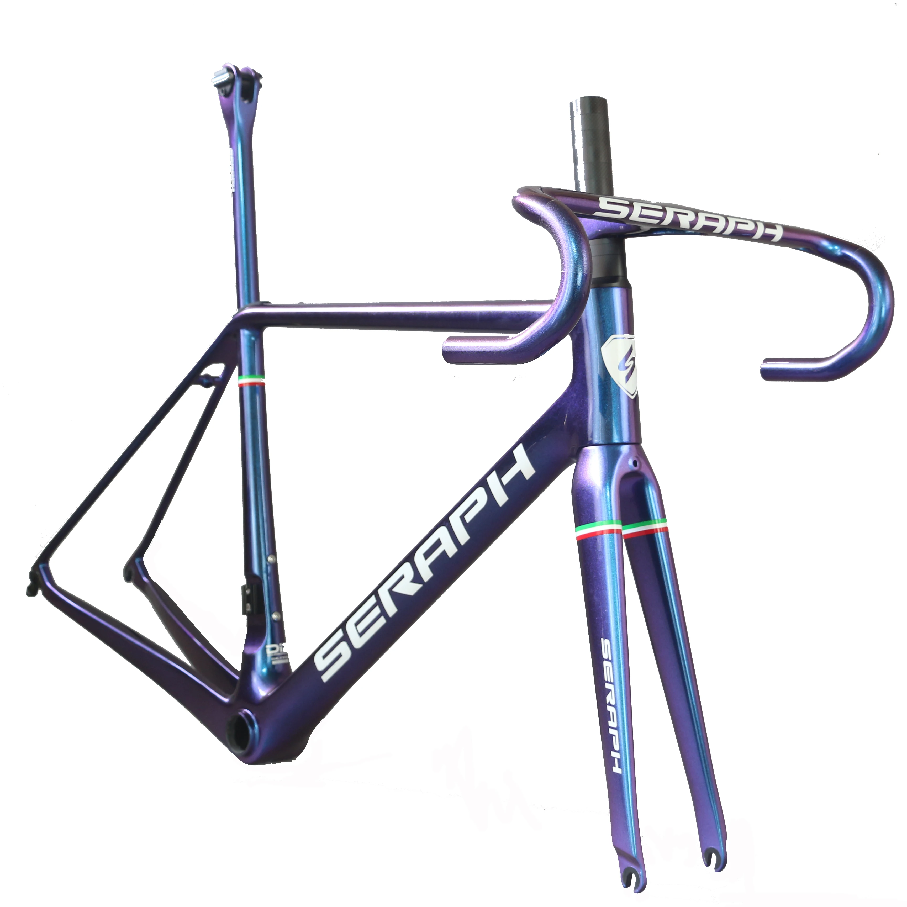 

SERAPH-Road Carbon Bicycle Frameset, V Brake Frame, New, All Inner Cable, Chameleon Color, FM629