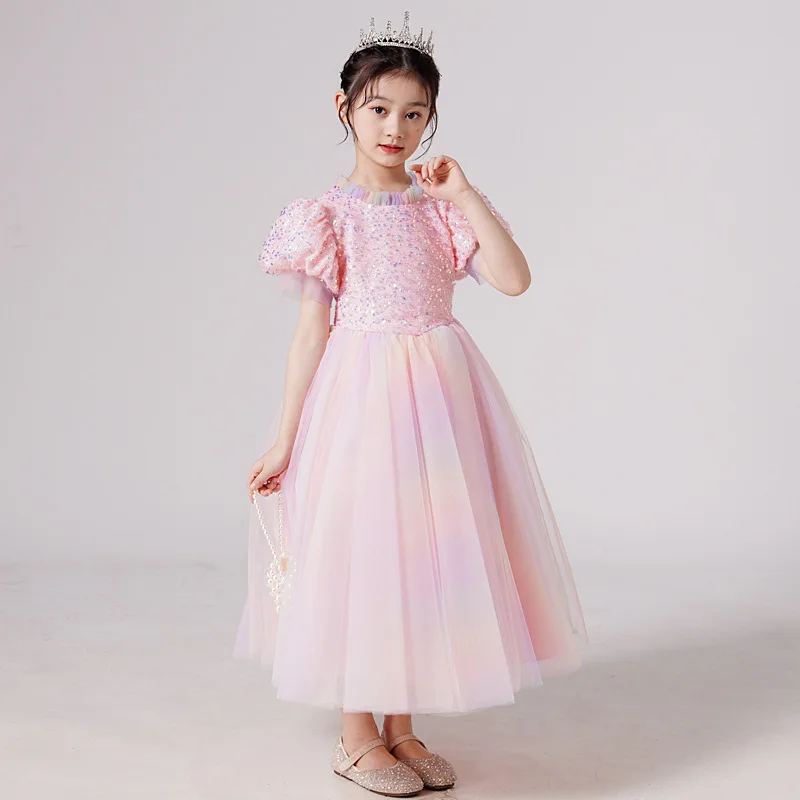 Kinder kleid high-end-prinzessin kleid spitze perlen pailletten blume mädchen hochzeit kleider geburtstag kleid klavier spielen kostüm