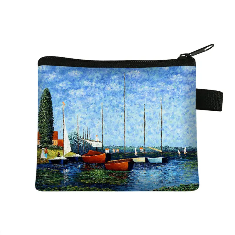 Oil Painting Water Lilies By Claude Monet Coin Purse Women Wallet Men ID Credit Card Money Coin Bag Small Clutch Causal Purses