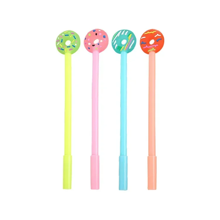 

50PCS Cute Doughnut Rollerball Pen Creative Learning Stationery Candy Colored Student Pen Small Fresh Cartoon Signature Pen