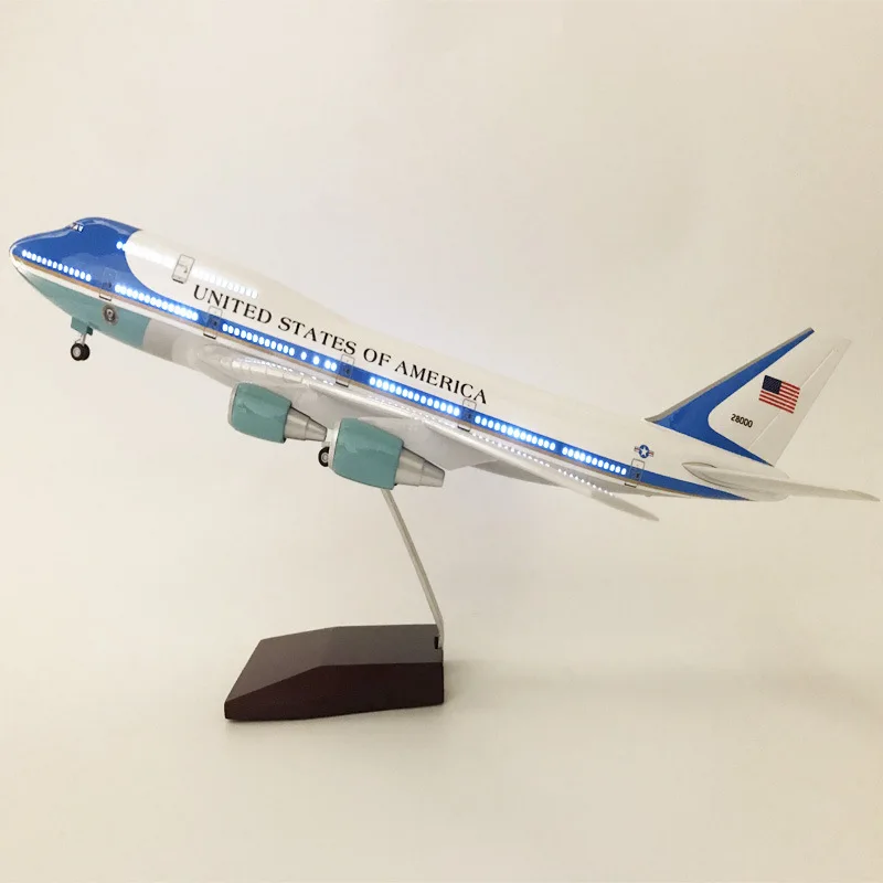 Imagem -03 - Air Force One Aircraft Airlines Avião Modelo com Luzes Brinquedos de Resina Boeing 747 17.2 Air Bus