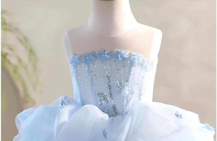 Hochwertige Kinder-Partykleider für Klavieraufführungen, Geburtstage, Hochzeiten, Blumenmädchen A5042 Großhandel Mädchen-Abendkleider – Detail 8