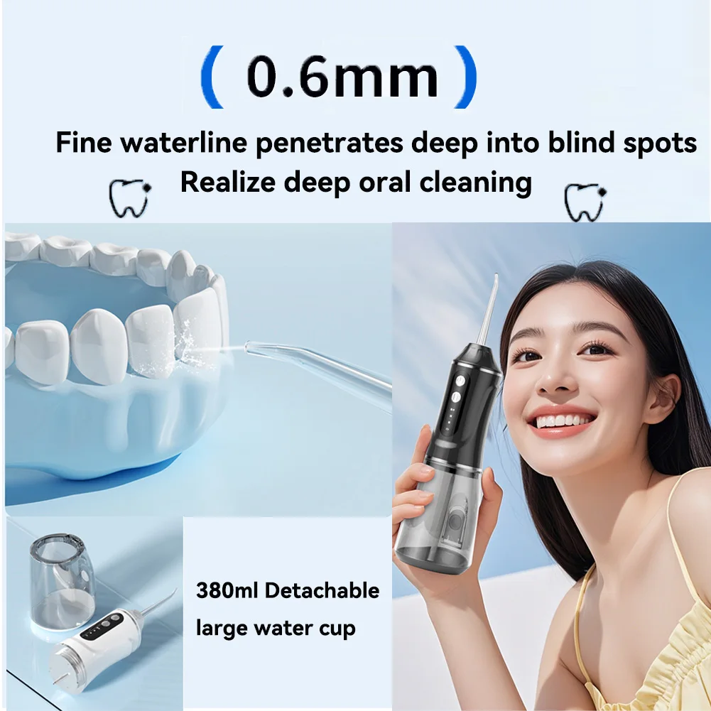 جهاز ري الفم 3 أوضاع تنظيف محمول قابل لإعادة الشحن مقاوم للماء IP65 جهاز تنظيف الأسنان بالماء تبييض الأسنان خيط تنظيف الأسنان 380 مللي