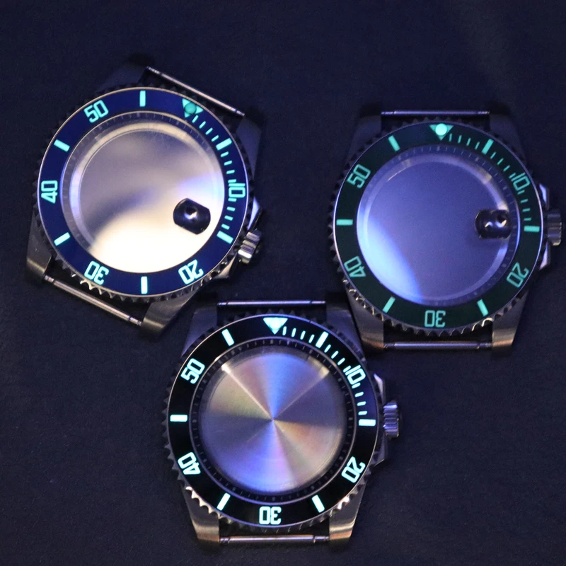 

40mm Men's Watch Cases Sapphire Crystal Glass C3 Luminous 38mm Ceramic Bezel For Seiko nh34 nh35 nh36 nh38 Movement Accessories