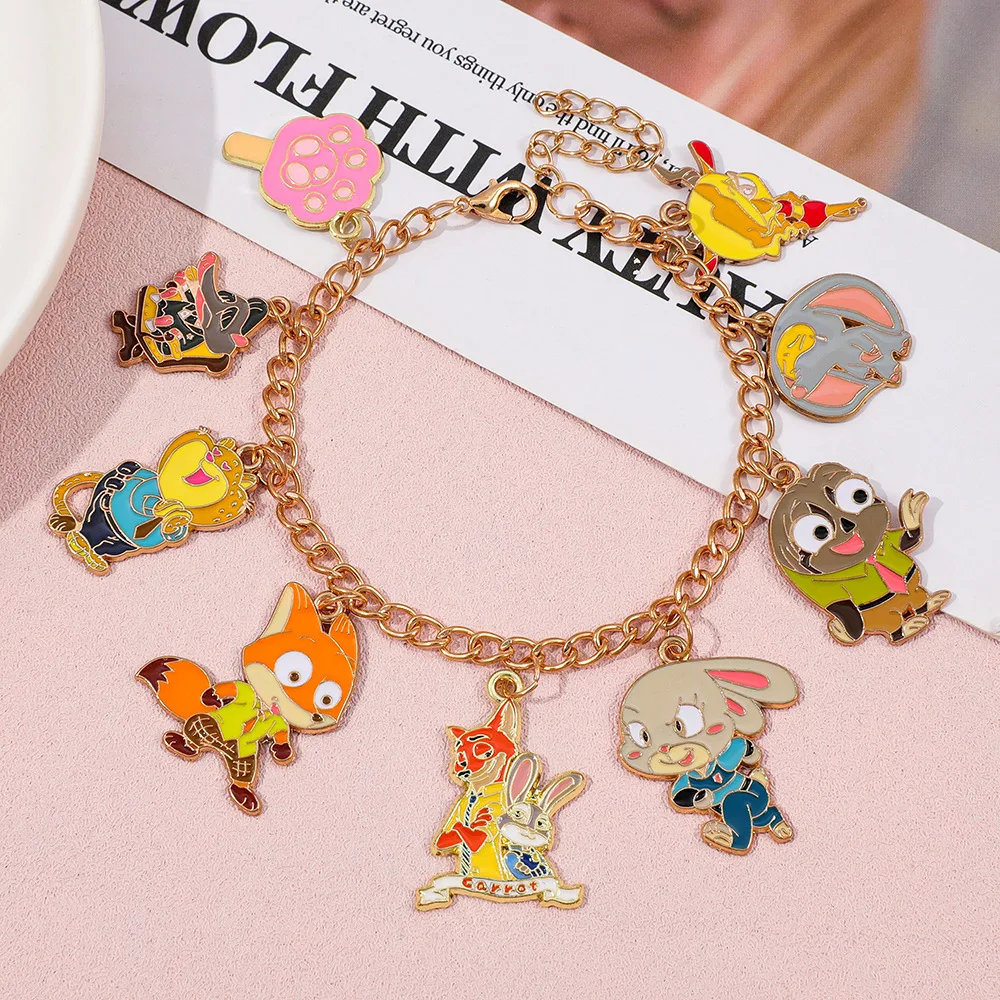 ديزني الكرتون فيلم Zootopia جودي نيك قلادة سوار الإبداعية أزياء رائعة المشجعين تأثيري المجوهرات