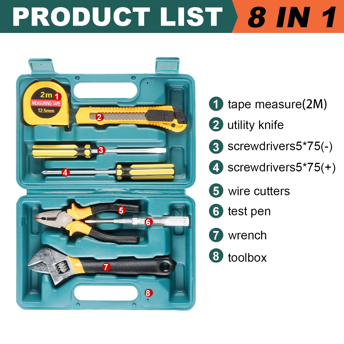 8/9/12/13Pcs Hand Werkzeug Sets Haushalt Hause Reparatur Werkzeug Set Schraubendreher Werkzeug Box Set schere Klaue Hammer Werkzeuge Für Den Heimgebrauch – Detail 1