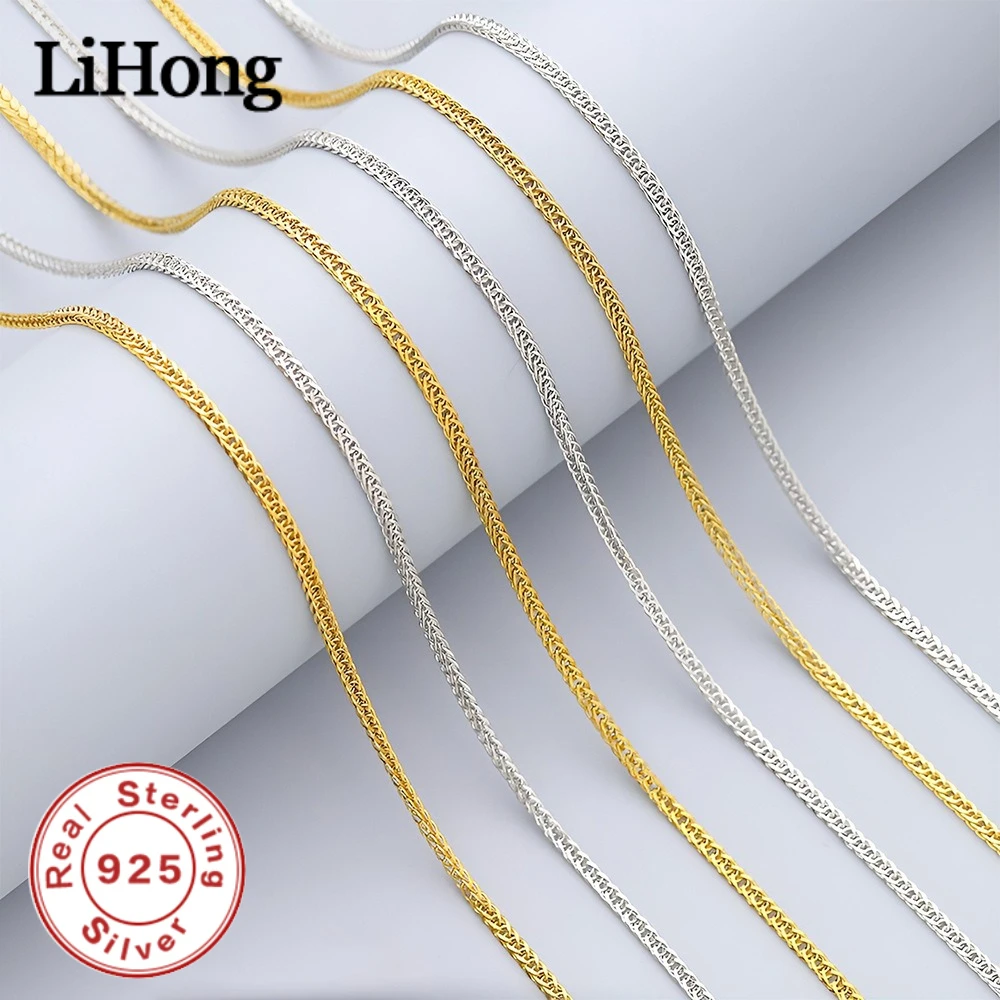 Lihong 925 Sterling Silver 3mm Women's Clavicle Necklace Adjustable 16-24 Inch Anniversary Jewelry Gift