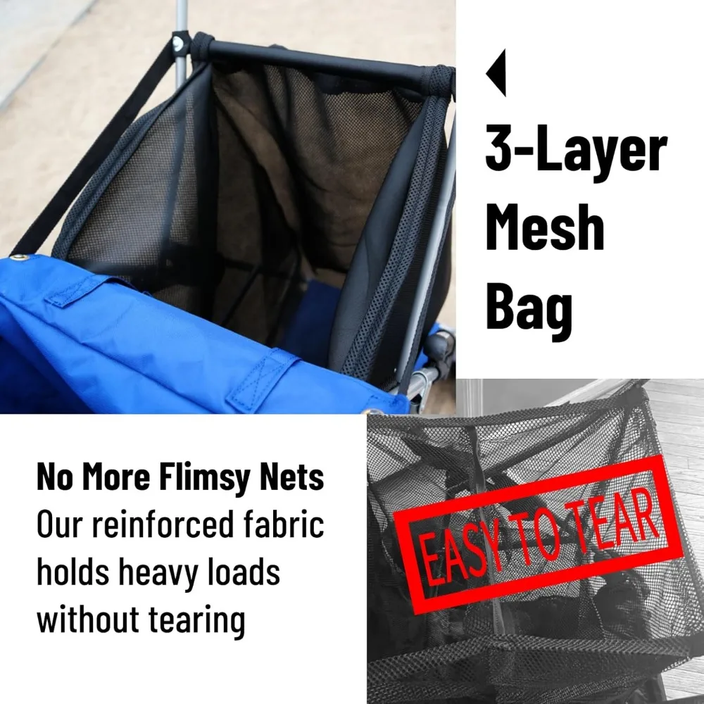 Collapsible Sand Buggy with 13-inch Balloon Wheels, Holds 4 Folding Chairs, Includes Pump, Ideal for Beach Adventures