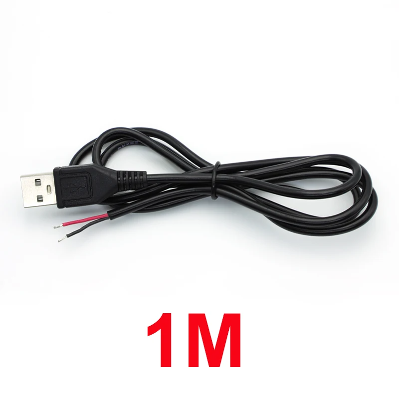 Kabel catu daya USB 0.3m/1m 5V, konektor ekstensi pengisi daya kawat 4 Pin Jack USB 2.0 A Female pria