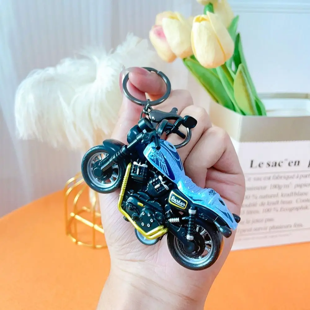 Creative Cool Mini Simulation Motorcycle Keychain Cartoon Key Chain Ring Holder Bag Pendant Model Toy Small Gift for Friend