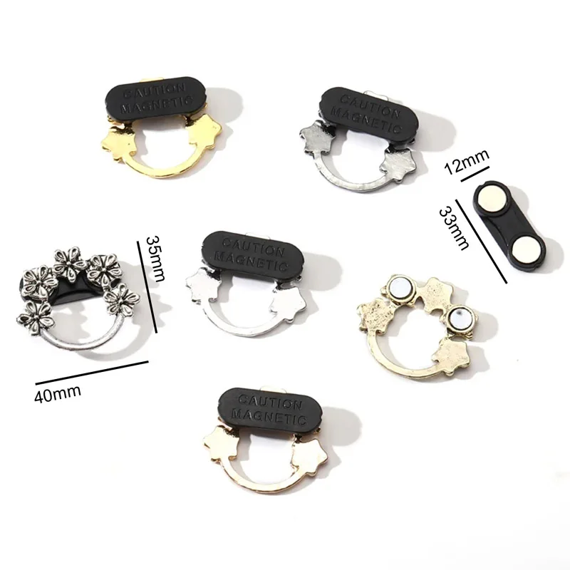 Magnetic Eyeglass Holders Metal Blossom Flower ID Badge Holder Brooches Hanger Fashion Ornament Jewelry