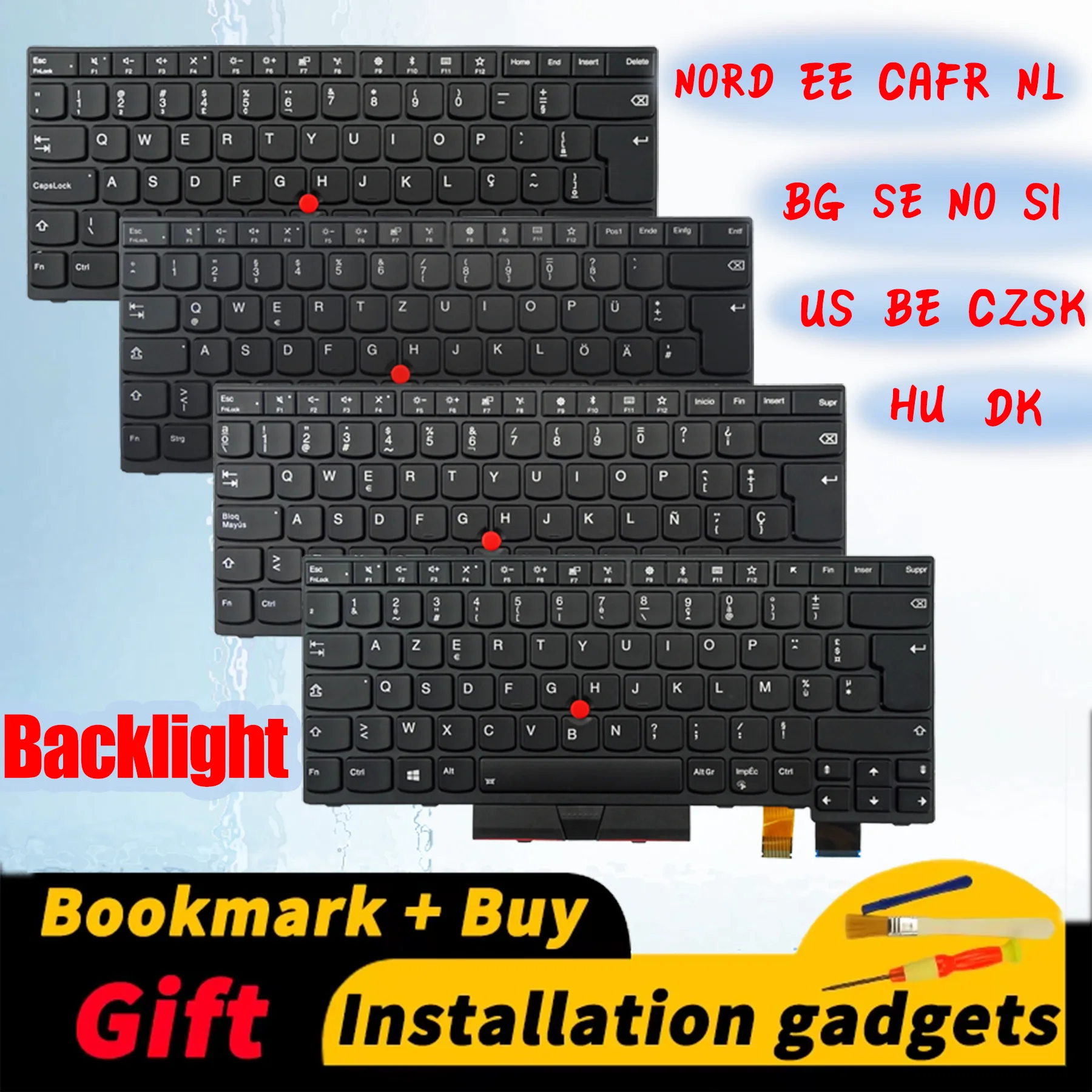 

Suitable for Lenovo ThinkPad T470/T480/A475/A485 backlit keyboard US BE BG CAFR CZSK DK EE HU NO NORD SE SI NL