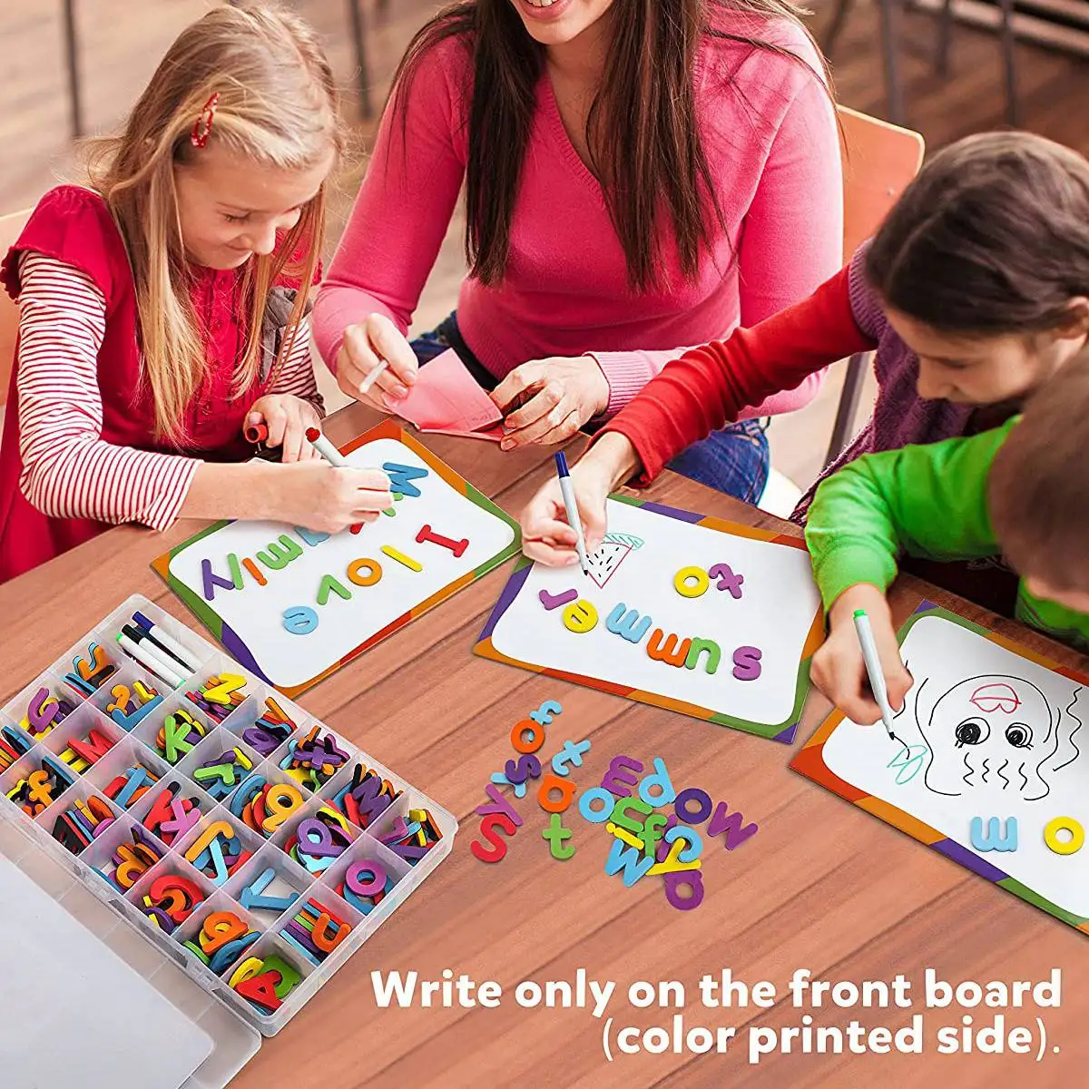 AF91-244 Pcs Magnetic Letters Numbers Set, Uppercase Lowercase Foam Alphabet ABC  Fridge Magnets, Educational Toy Set