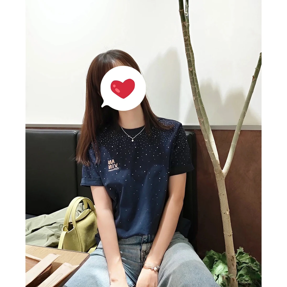 

Star Heavy Embroidery Letter round Neck Short Sleeve T-Shirt Women's Loose Fit Cotton Casual Summer Top
