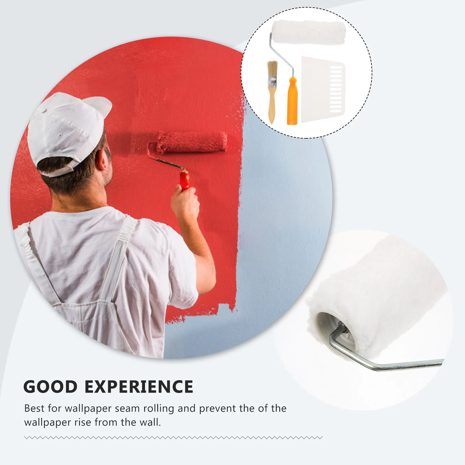 1 set di kit di strumenti per rulli di cucitura per carta da parati, manico portatile, pellicola in vinile liscio, rullo di pressatura per isolamento acustico automobilistico per la casa