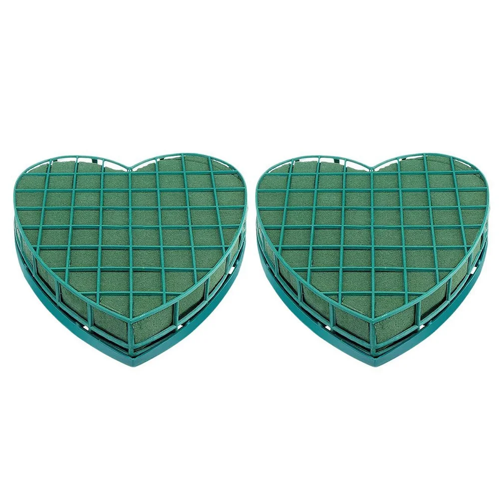 

2 Pcs Heart-Shaped Flower Mud Wedding Car Decor Floral with Plastic Sucker Green Garland Foams Disc Supply Outdoor