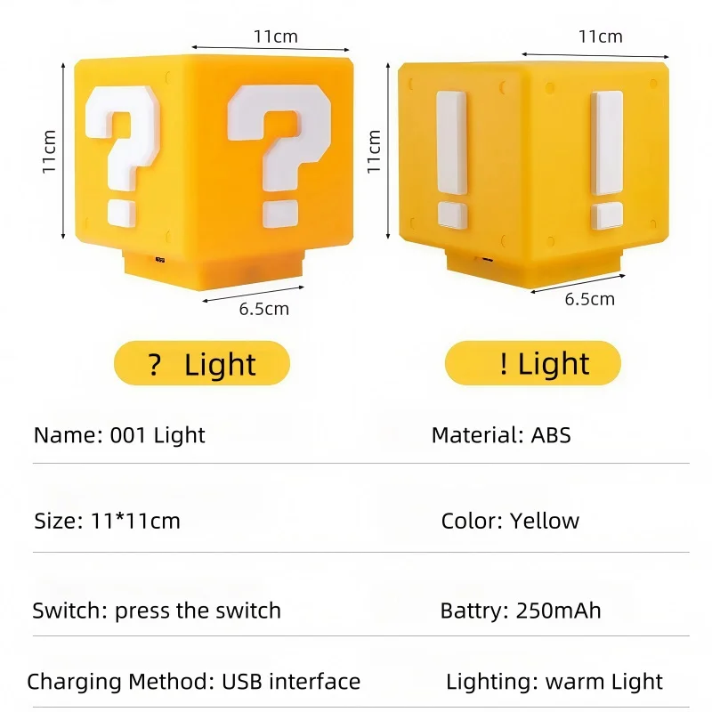 New LED Question Mark Brick Night Light with Music USB Charging Desk Lamp Light Birthday X-mas Gifts Classic Game Ornament