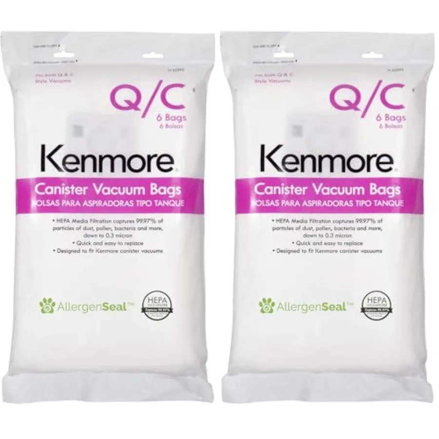 

Vacuum Cleaner Bags, Type Q,,Pack of 2 HEPA Filtration For Canister Vacuum Compatible with Multiple Models