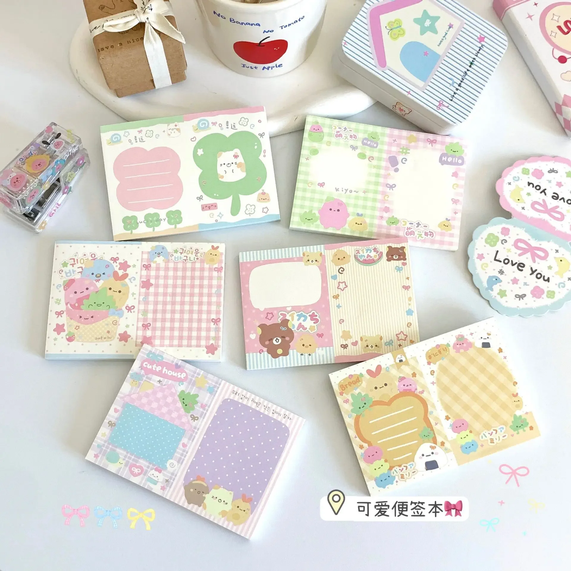 30Pcs Cute Korean Simple Sticky Note Book Ins Wind Can Tear Girl Student Supplies Notes High Value Decor Sticky Note Paper Gifts