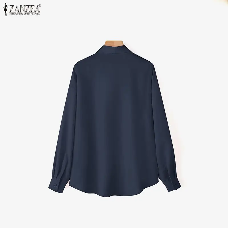 ZANZEA Women Stylish Tops Long Sleeve Shirts Elegant Office Lady Fashion Blouse Lapel Pockets Casual Loose Spring Autumn Blusas