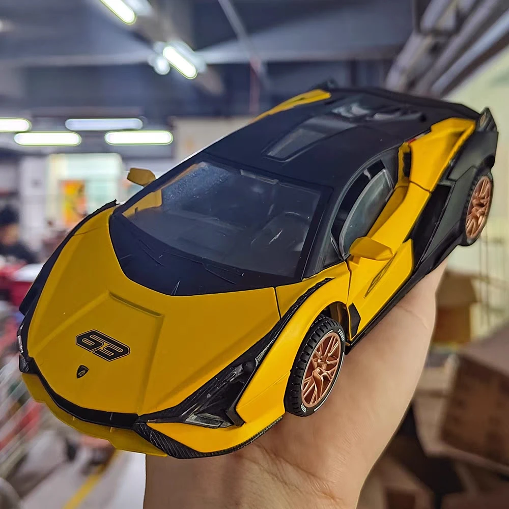 

1:24 масштаб Lambor Sian Veneno, игрушки, модели из сплава, автомобили с откатным светом, музыкальные миниатюрные транспортные средства, подарки на день защиты детей