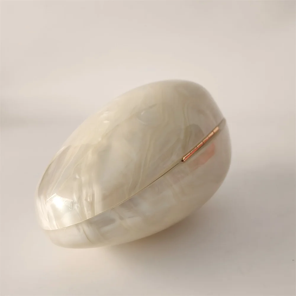 Oval Marble Beige Shell Acrylic Luxury Elegant Lady Evening Bag Cute Handbag Wedding Lady Girl Female Mini Purse