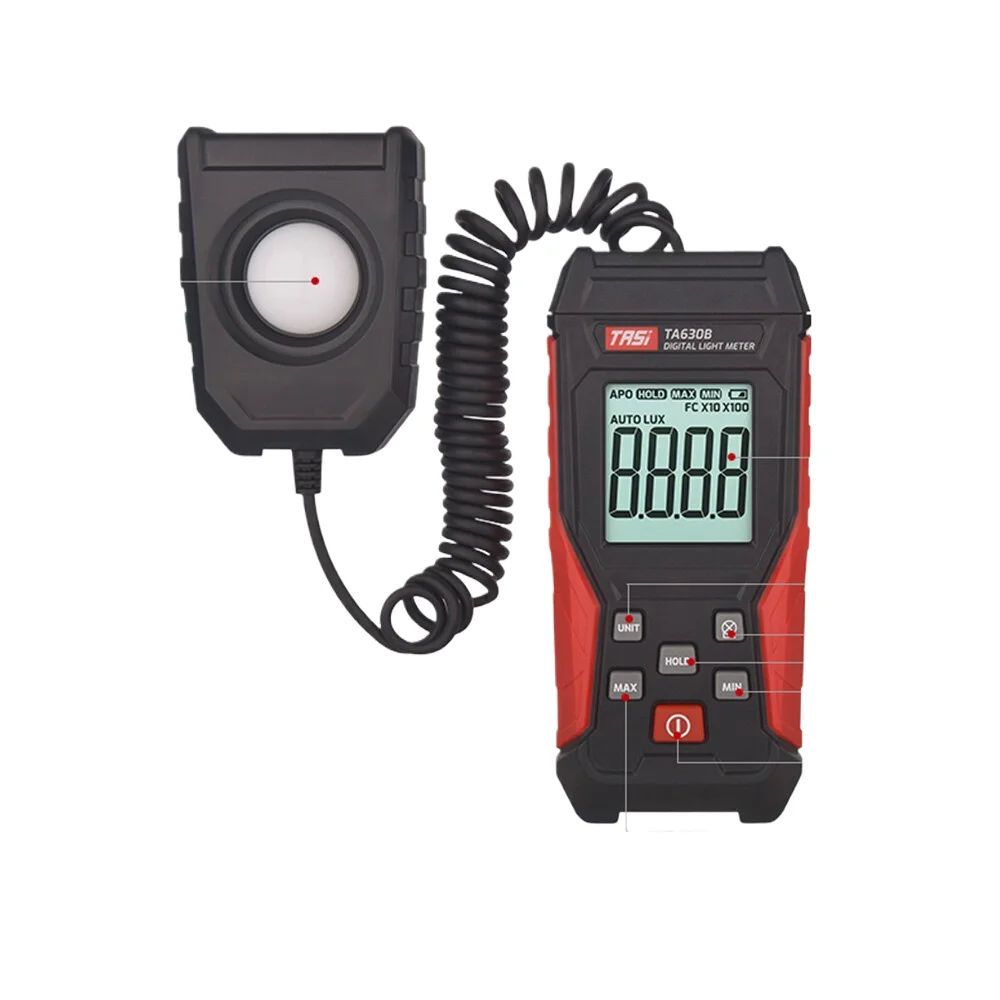 TASI TA630 ometer profesional, Pengukur cahaya genggam akurasi tinggi 0.1-200000LUX iluminometer fotometer