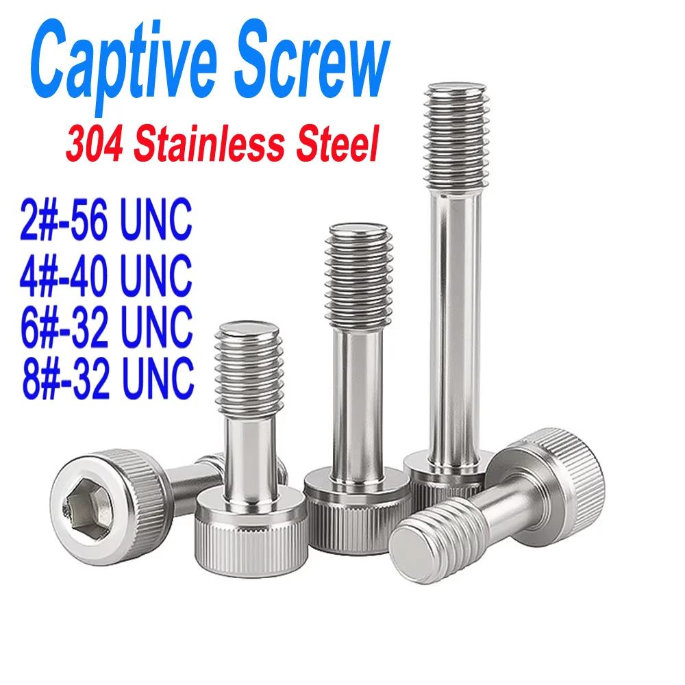 2 #   4 #   6 #   8 #   UNCねじ込み式キャプティブスクリュー – 緩み止めSUS304ステンレス鋼、DIN912、六角穴付きボルト