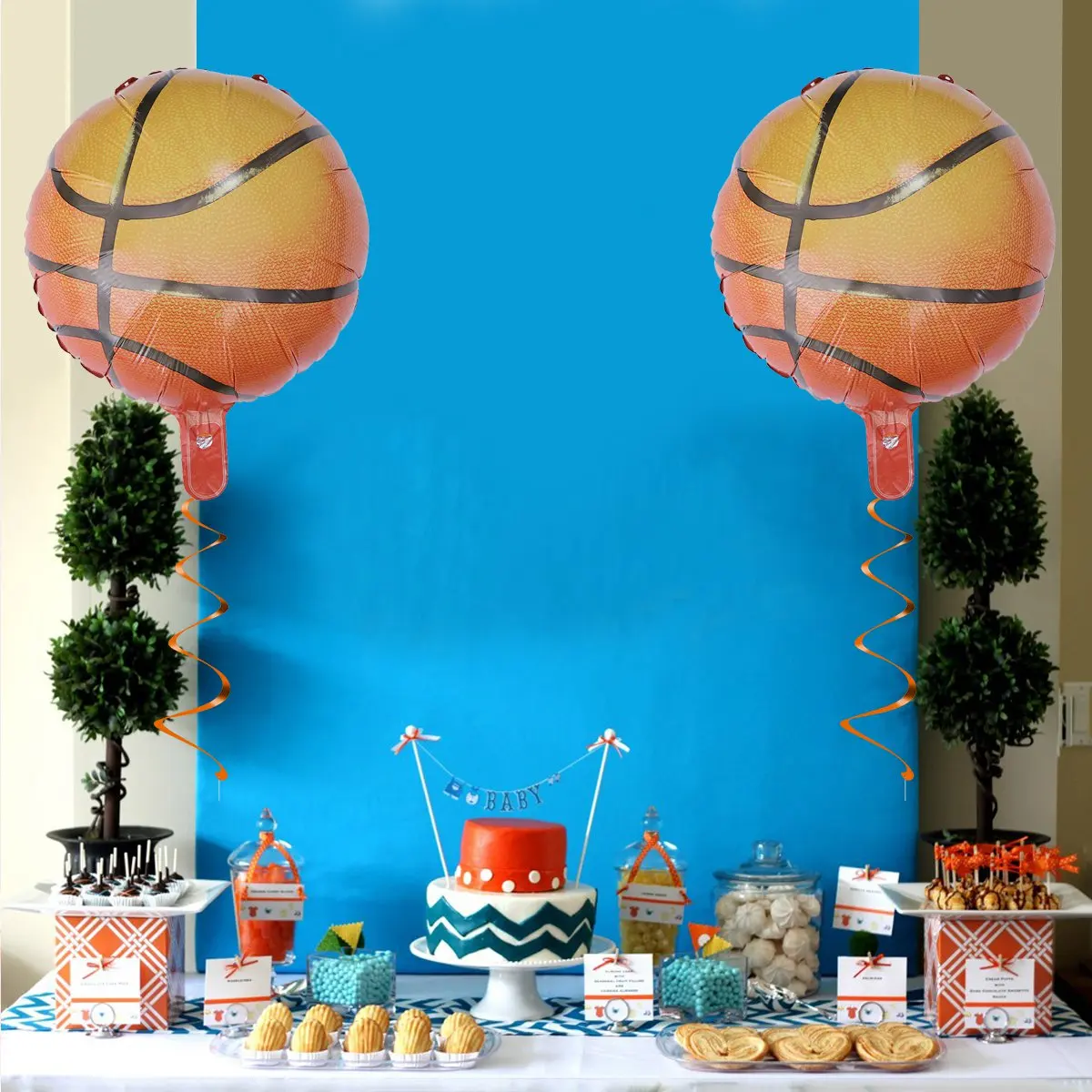

12 PCS Basketball Balloons Birthday Aluminium Foil Shape Aluminum Decorative Party Mylar