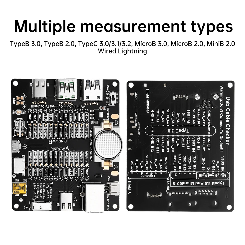 Scheda di rilevamento del cavo dati USB per tester di cavo di tipo C Micro USB A/B Interruttore di cortocircuito