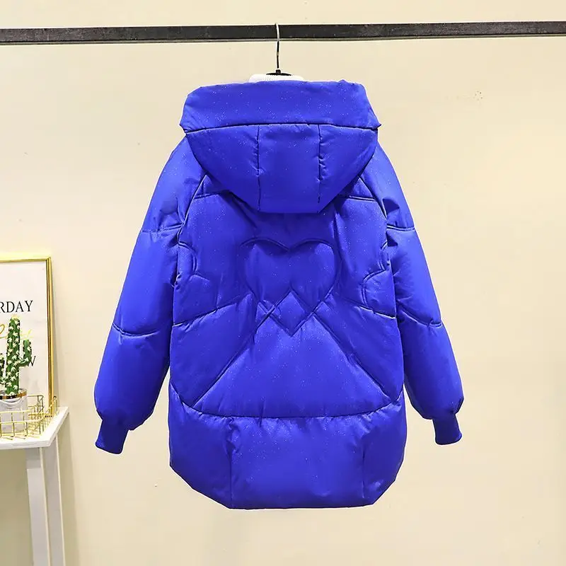 2023 New Women Down Cotton Coat Winter Bread Jacket Female Mid Length Version Parkas Thick Loose Outwear Hooded Overcoat