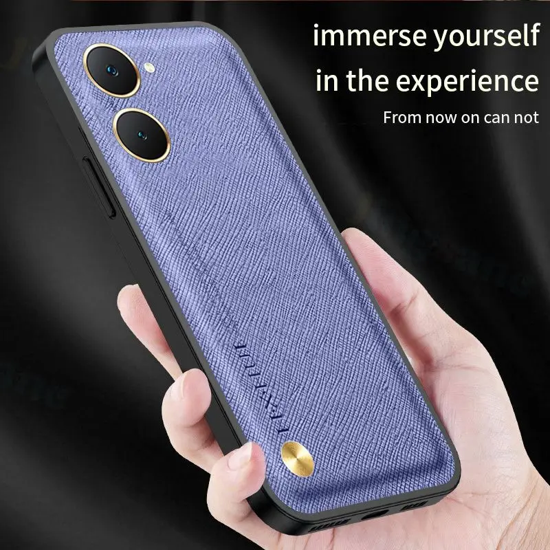 Skinlee For VIVO Y03 4G Case Cross-Grain Leather Rugged Shockproof Magnetic Cover For VIVO Y02 Y02A Back Shell