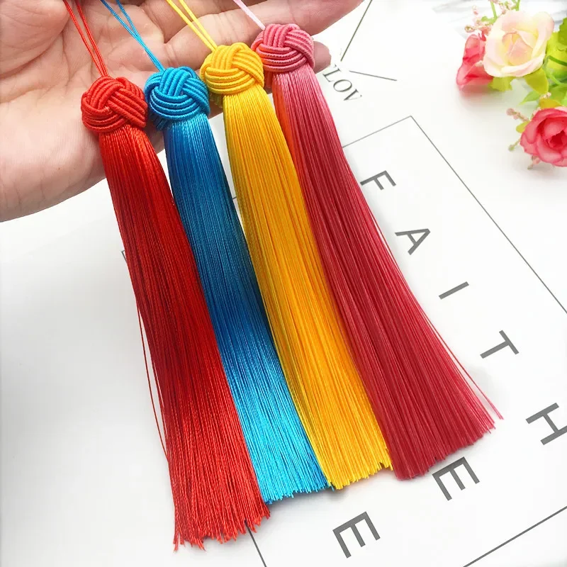 5Pcs/Lot 15cm Silk Tassels with Cord Loop Chinese Knot Tassels Fringe Brush Handmade Pineapple Cap Tassel For DIY Jewelry Making