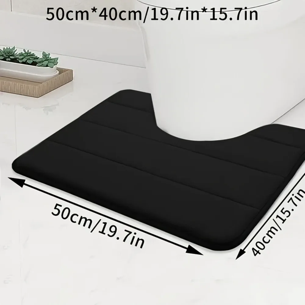 Soft Coral Fleece Toilet Mat Solid Color U-Shaped Bathroom Carpet Anti-Slip Super Absorbent Bath Mat Bathroom Decor
