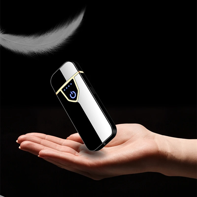 New Fingerprint Touch Lighter USB Electronic Charging Outdoor Windproof Ignition Tool Ultra-Fine Double-Sided Heating Wire