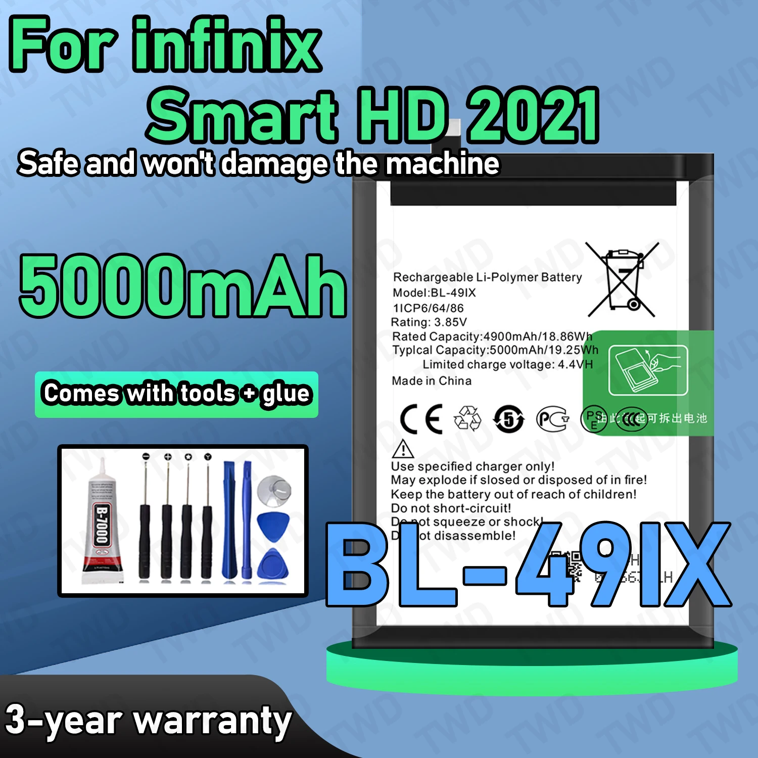 

BL-49IX Large capacity 5000mAh Battery For infinix Smart HD 2021 Batteries New High Quanlity+Free Tools
