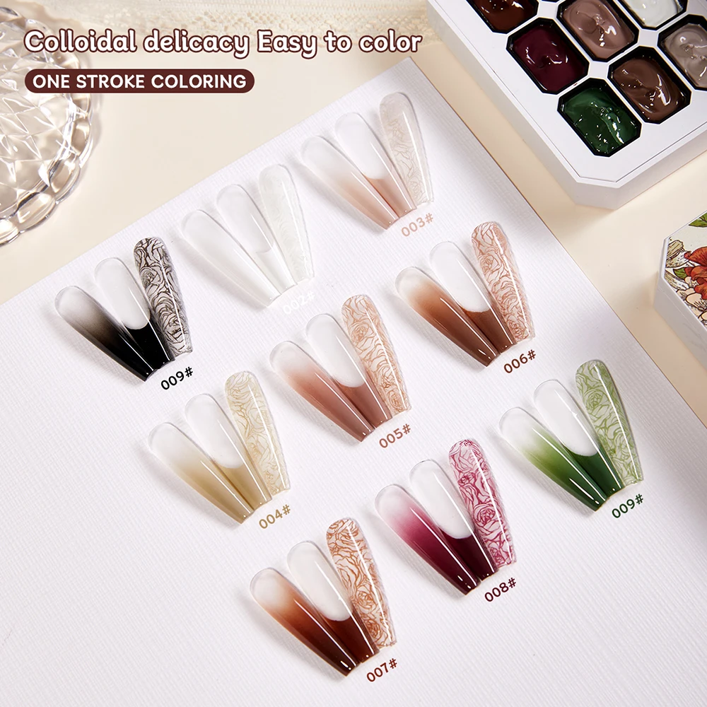 Vendeeni 9 Griglia Smalto per unghie gel con tappatura di colore puro Semi permanente UV Soak Off Gel Smalto Nero Bianco Marrone Nail Art Gel Lacca