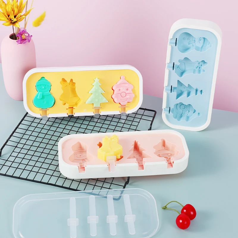 Healthy Cartoon Silicone Ice Cream Mold Easy Popsicle Mold Reusable Ice Cream Bar Pop Molds For DIY Making Summer Favorites Tool