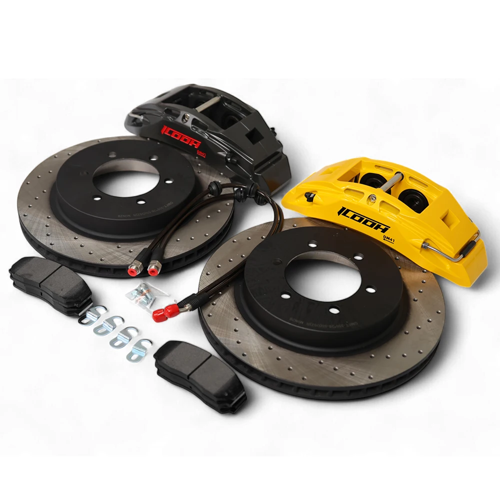 Kit Rem Besar ICOOH 4 Piston Performa Tinggi DM4 355MM Kit Rem Ukuran Rotor untuk Ferrari Ford Mazda PORSCHE Hub 18 Inci