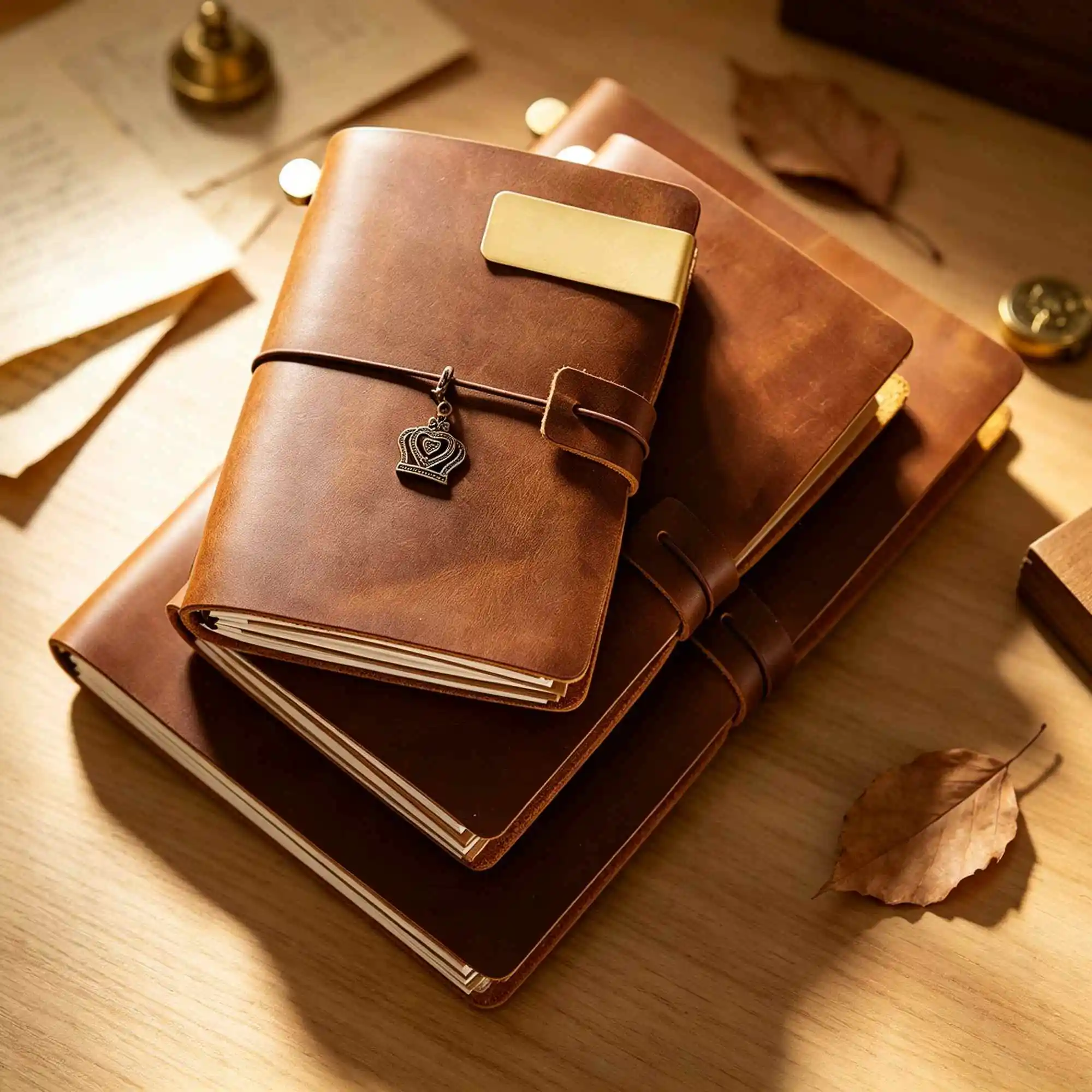 Crazy Horse Leather Travel Journal Refillable Diary Card Holder Japanese and Korean Stationery Notebook for School Office Kawaii