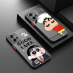 C-Crayon S-Shin-chan Frosted Translucent For Redmi Note 13 12 12S 12T 11 11T 11E 10 10S 9 Pro Plus 5G Soft Phone Case