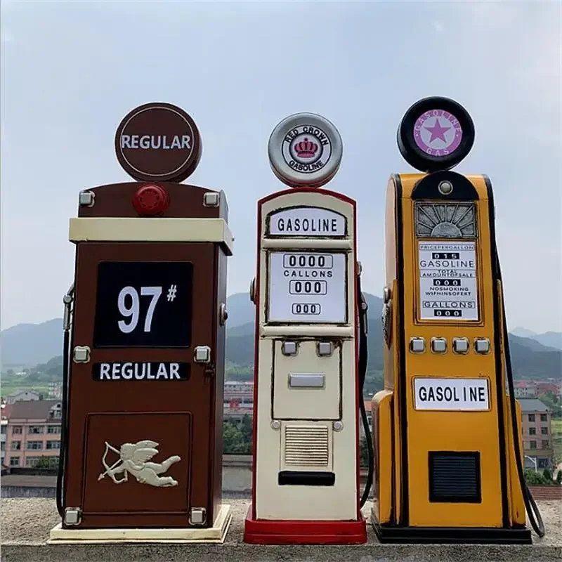 For Vintage Style Creative Floor Decoration Iron Sheet Fuel Dispenser Model Simulation Props Bar Model Room Old Soft Decoration