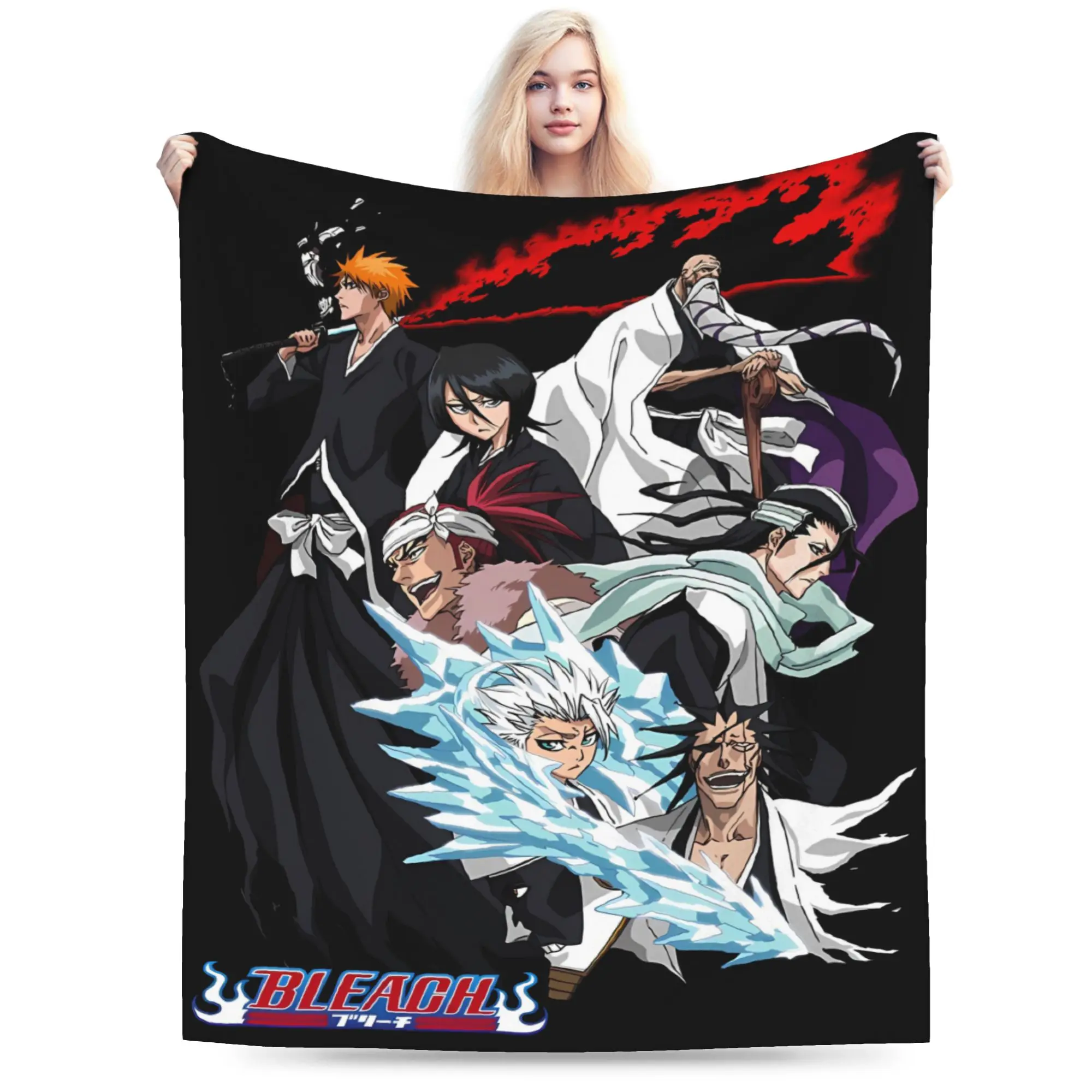 Ichigo Yhwach Showdown Blankets Bleached Warm Soft Fluffy Plush Throw Blanket For Living Room Camping Flannel Bedspread Bed