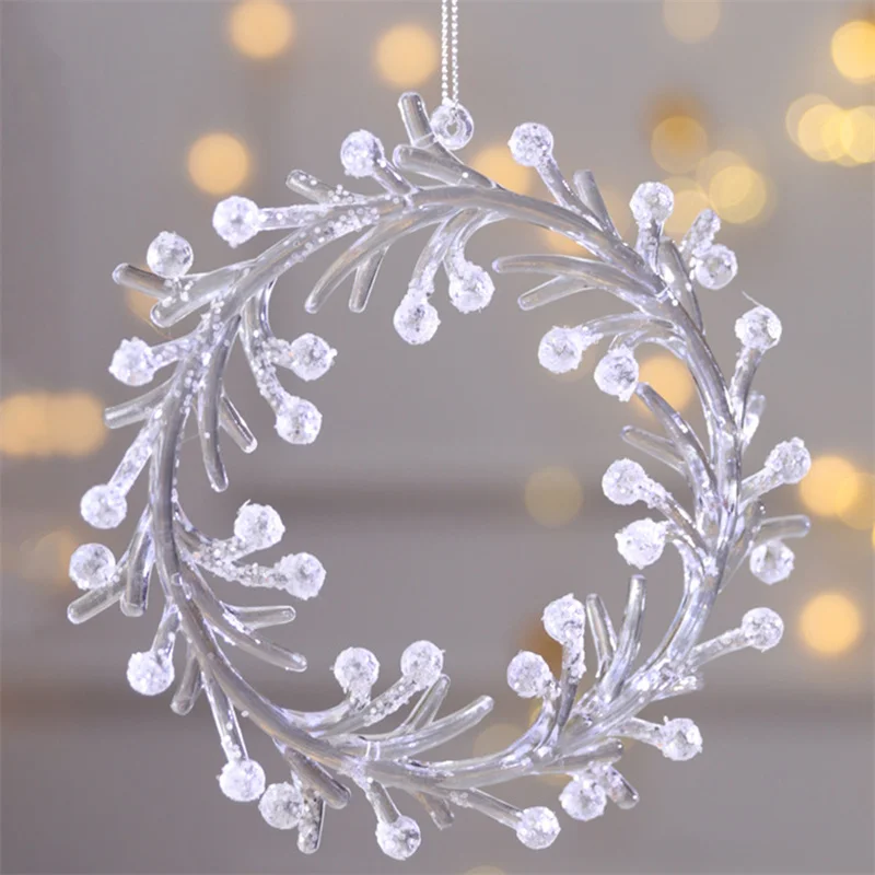 Snowflake Icicle Drop Ornaments Crystal Christmas Tree Transparent Decoration Pendant Christmas Home Decoration Navidad 2023