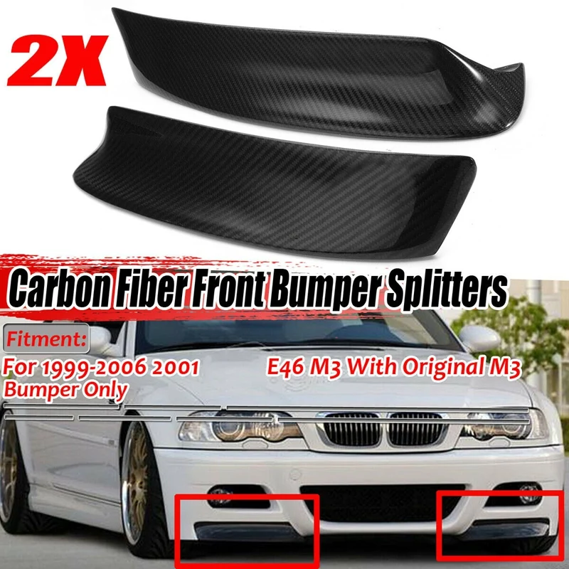 

For-BMW E46 M3 1999-2006 REAL Carbon Fiber Front Bumper Splitter Spoiler Lip