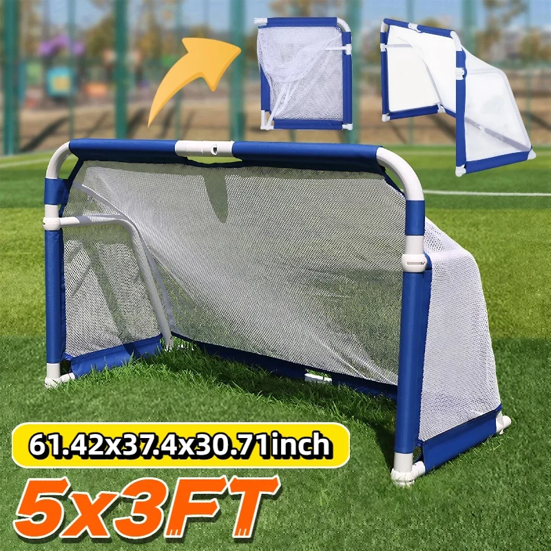 

5x3 FT Aluminum Foldable Soccer Goal 61.42x37.4x30.71inch Foldable Soccer Coach Training Football Goal for Backyard