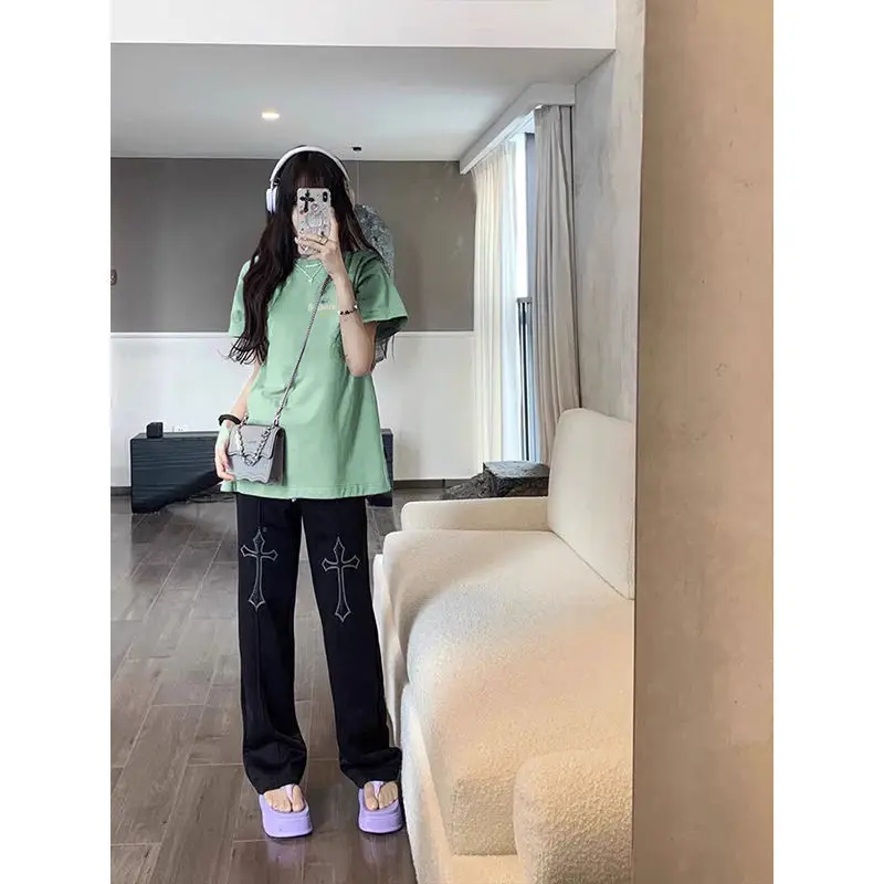 

Short Sleeve T-Shirts Womens Retro Korean Style Casual Loose Fit Comfortable Cotton Graphic Print Aesthetic Chic Daily Summer